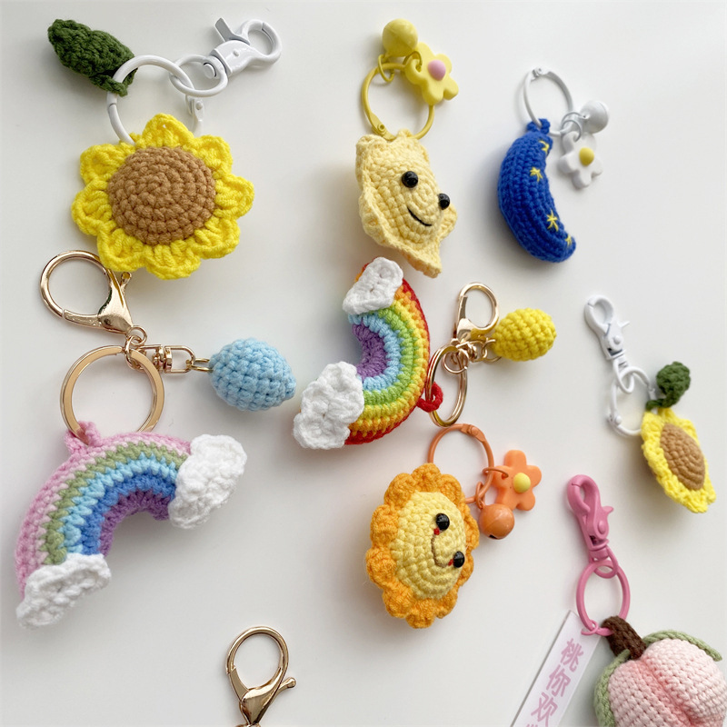 11088 Japanese and Korean style ins hand-woven wool keychain pendant, cute and creative bag accessory, USB flash drive pendant Specification drawing