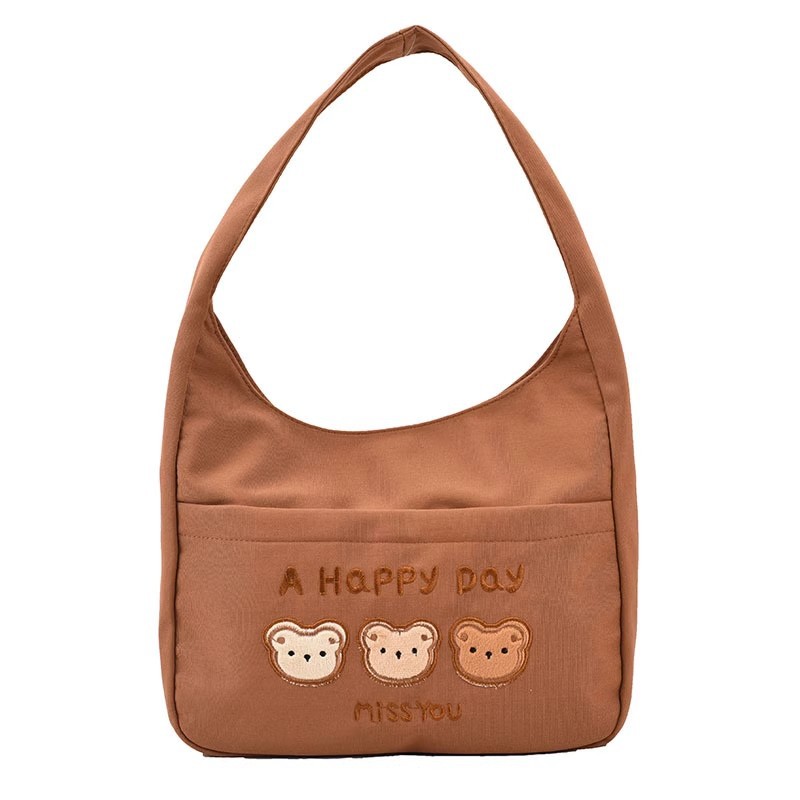 ins windsail cloth bag for girls, large-capacity student class single-shoulder tote bag, casual, cute and versatile bear shopping bag Item Picture