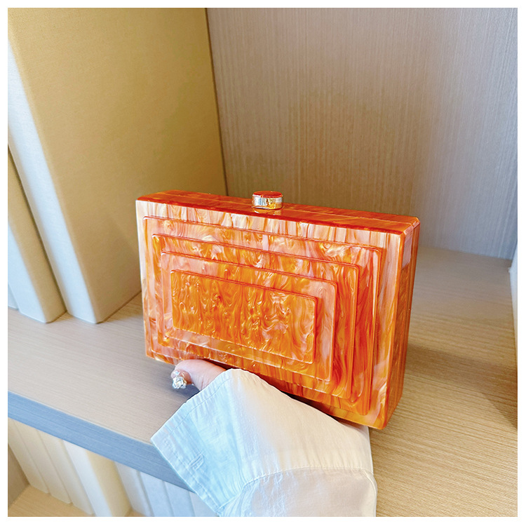 Spring 2025 Cross-border Direct Sales Dinner Bag: Retro European and American patchwork bag, acrylic bag, single-shoulder chain bag for women Item Picture