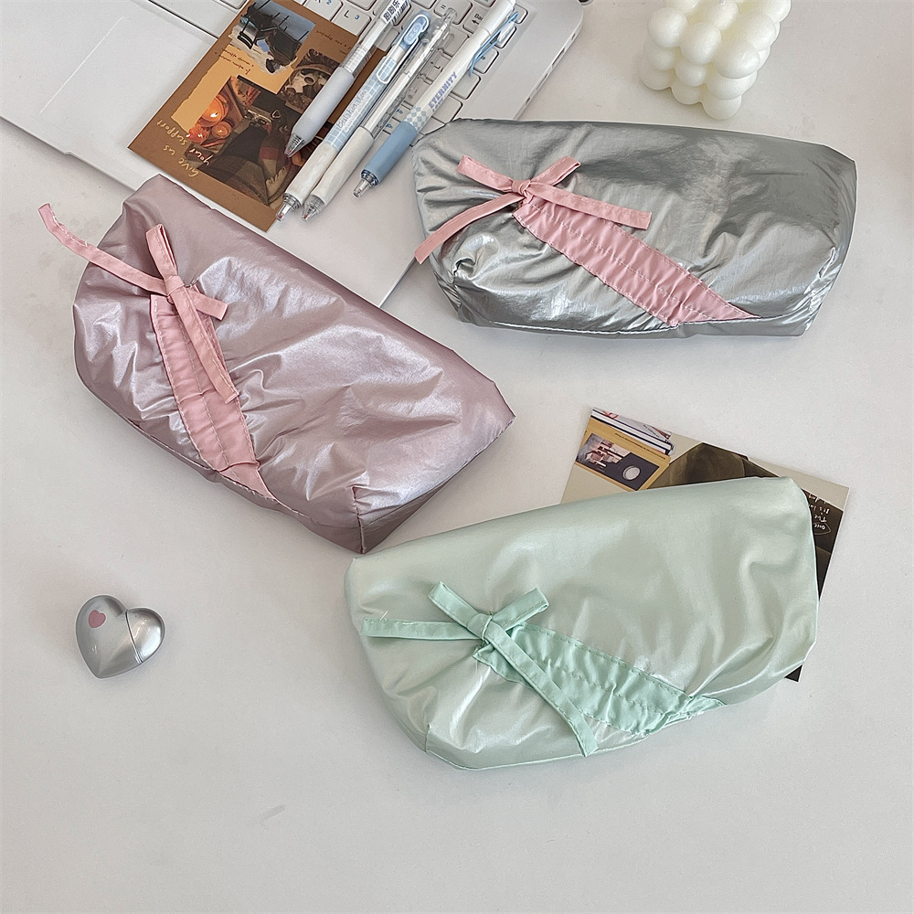 52162 Cute Bow Pen Case for Girls, high appearance level, ins style for students 2025, simple and large capacity Pencil case Application Scenario