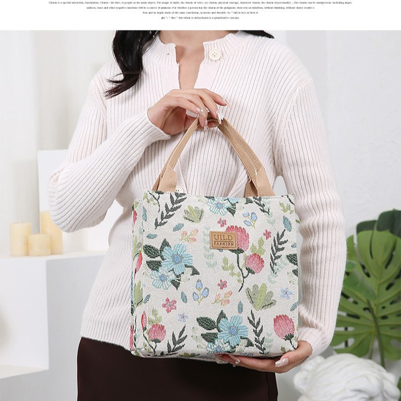 New thickened bag with lunch box, a canvas handbag for going out, lunch and work, a portable small bag for mommy, with a high level of appearance full figure