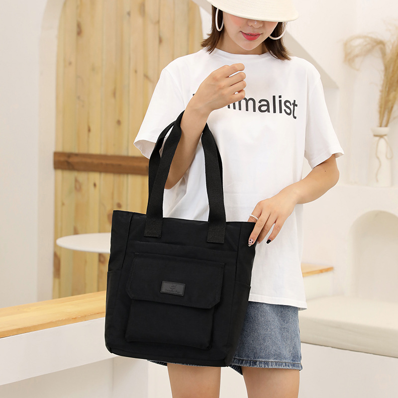 Large-capacity women's fashionable and trendy single-shoulder bag, nylon water-resistant versatile tote bag, Korean-style hand-held shopping bag, trendy Specification drawing