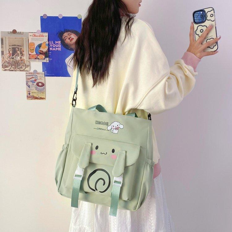 Foreign trade women's bag, large capacity bucket bag, 2024 new style nylon fabric cute cartoon dog shoulder bag, crossbody bag undefined
