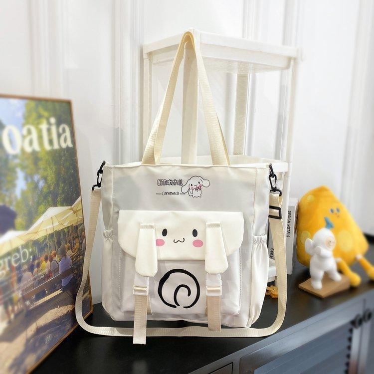 Foreign trade women's bag, large capacity bucket bag, 2024 new style nylon fabric cute cartoon dog shoulder bag, crossbody bag undefined