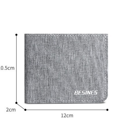 Simple men's canvas short wallet, business large-capacity 20% off business card holder, card holder, anti-theft money swiping bag for foreign trade Item Picture