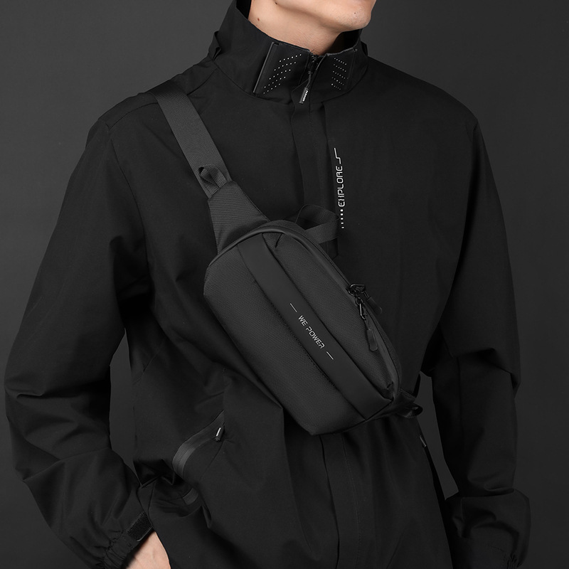 WEPOWER's new men's trendy chest bag, crossbody bag, outdoor travel waist bag, simple sports single-shoulder bag and small cross bag details Picture