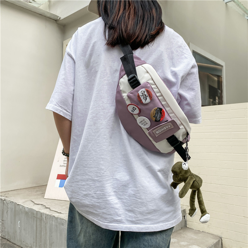 ins trendy brand chest bag, men's casual Japanese single-shoulder backpack, trendy crossbody bag, 2022 new style, small waist bag, hand-held Application Scenario