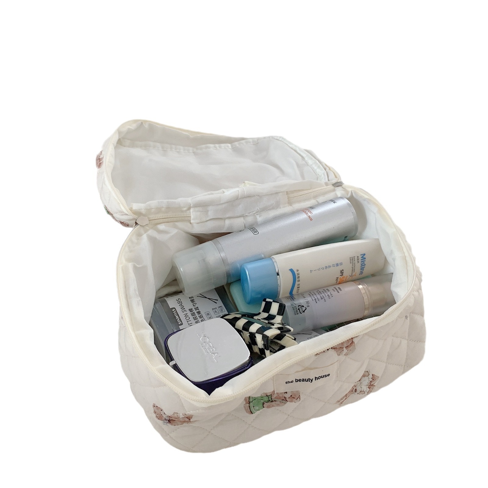 26275 ins Cute rabbit Bear Makeup Bag, portable pen case, Girls' clutch, multi-functional storage bag Item Picture