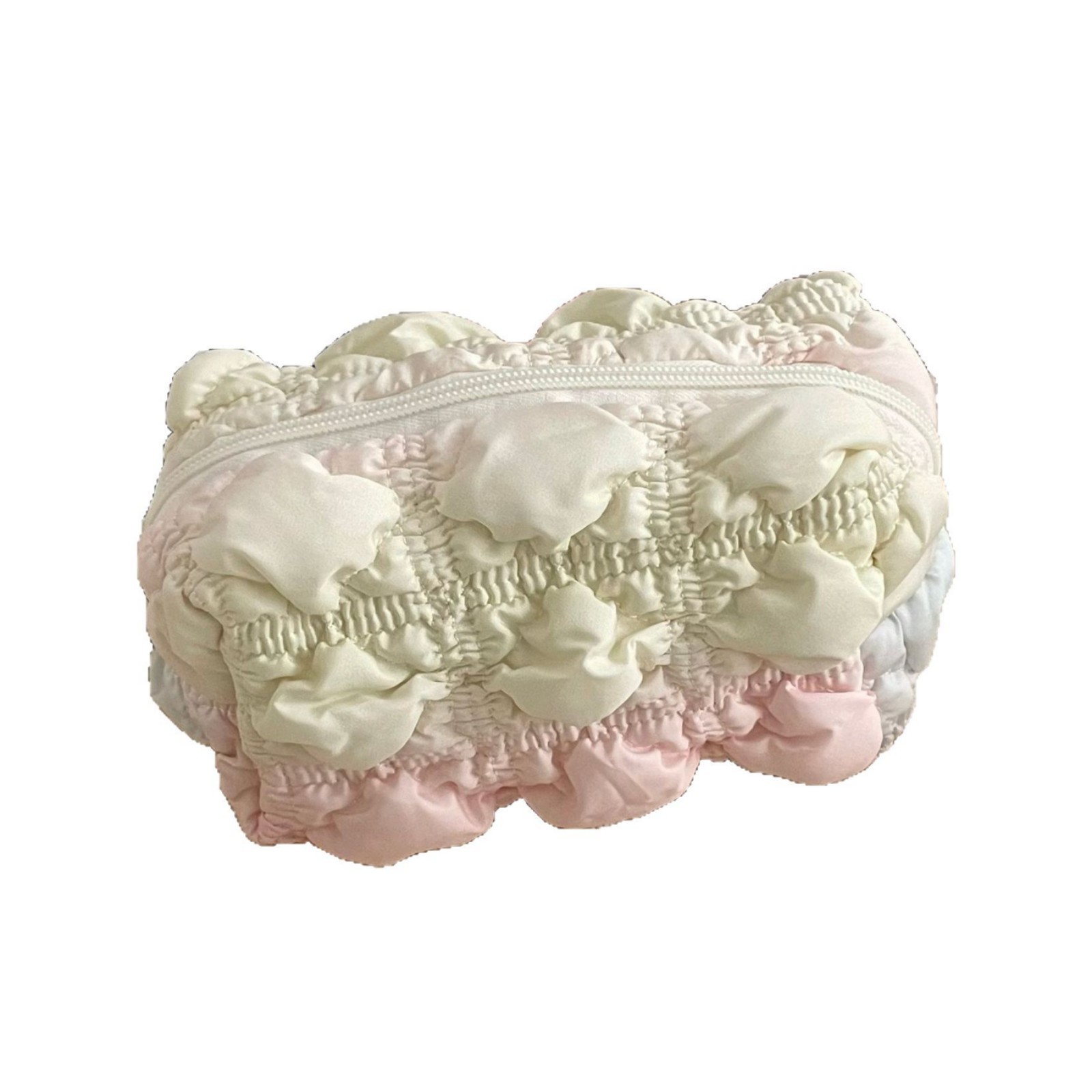 Bubble Grid Girls' Heart Makeup Bag 2025 New Style Pleated Cloud Bag Large Capacity skin care product Storage Bag Toiletry bag Item Picture