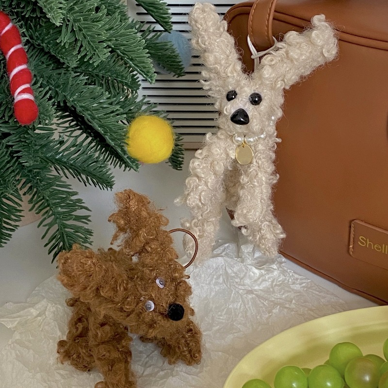 Internet-famous wire dog pendant, Instagram fried fur teddy dog bag pendant, plush keychain, couple doll Application Scenario