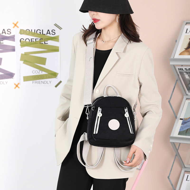 New cross-border European and American retro crossbody bag, women's multi-functional backpack with color contrast, nylon mobile phone key, coin purse details Picture
