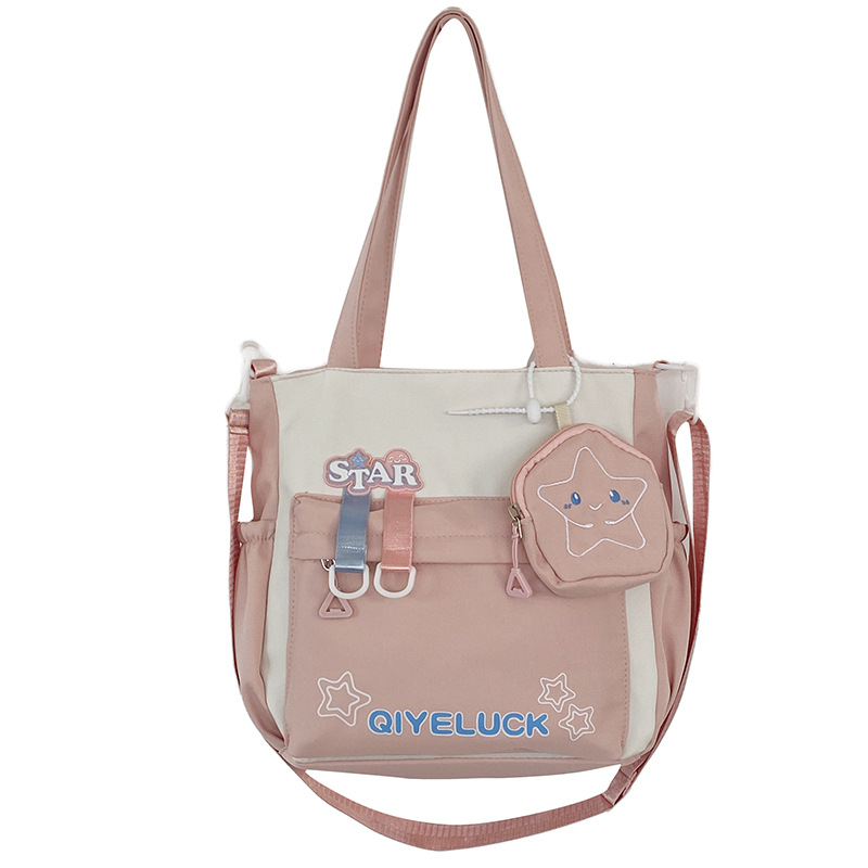 Cute and versatile star crossbody bag, new large-capacity single-shoulder handbag, fresh and cute student tutorial class bag for girls Item Picture