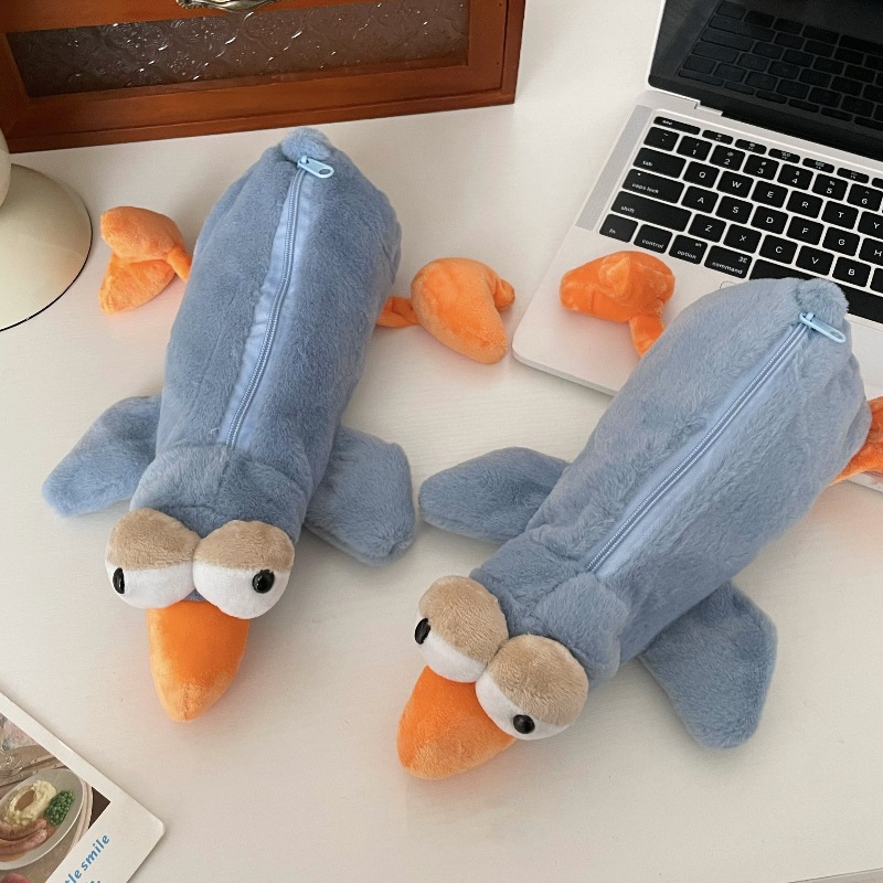 Creative cartoon bird plush pen case, high appearance level, soft and cute, soothing and stress-relieving doll stationery storage bag, stationery pen case full figure