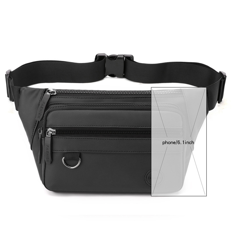 Fashionable waterproof waist bag, men's large-capacity simple cash register bag, outdoor travel crossbody bag, multi-functional fashionable waist bag Item Picture