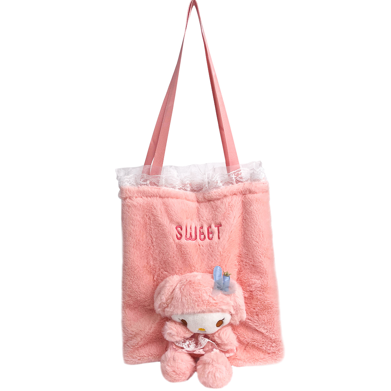 Cute cartoon children's handbag, plush bear girl, single-shoulder bag, primary and junior high school students' tutorial book bag for girlfriend Item Picture