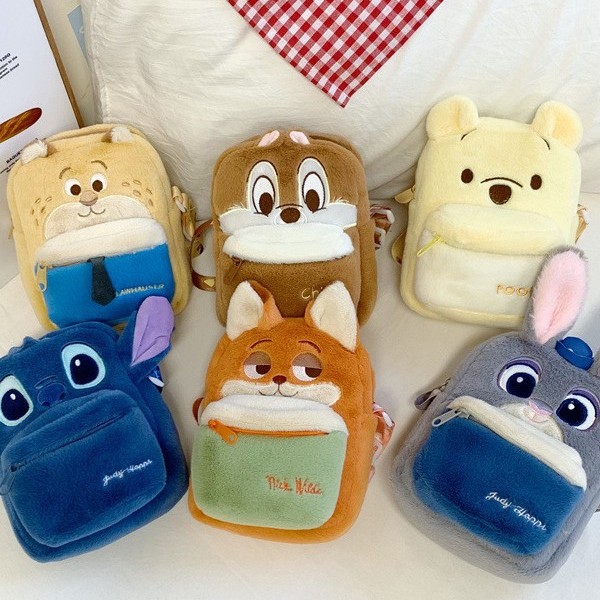 New cartoon plush children's bag, cute bear rabbit, female student single-shoulder crossbody bag, claw machine gift full figure