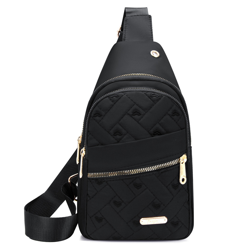 New women's embroidered thread chest bag, multi-layered casual multi-functional crossbody bag, large-capacity diamond-shaped women's single-shoulder chest bag Item Picture