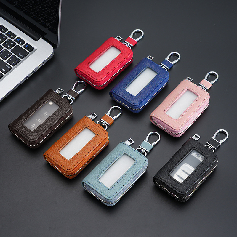 The key case is made of genuine soft leather and features a multi-functional waist-hung car key case. It is a popular keychain and remote control key case for men Specification drawing