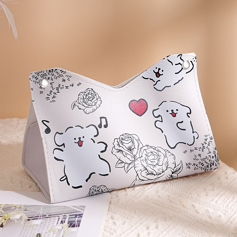 Creative text tissue box, leather light luxury 2024 new style tissue box, home living room desktop storage box details Picture