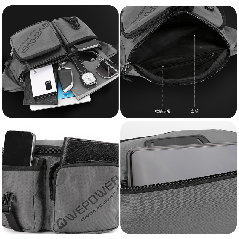 The new WEPOWER men's travel chest bag is simple, lightweight, a fashionable and water-resistant single-shoulder crossbody bag Application Scenario