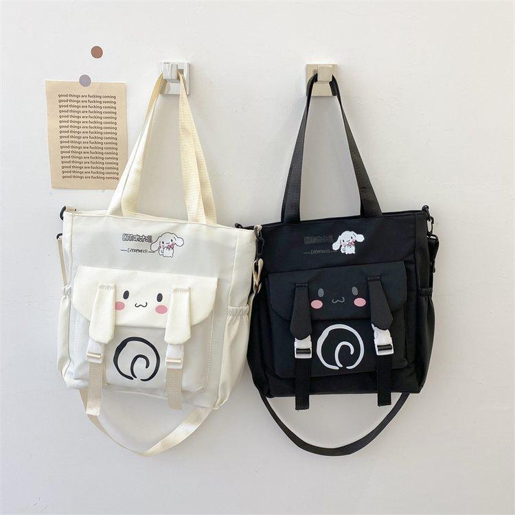 Foreign trade women's bag, large capacity bucket bag, 2024 new style nylon fabric cute cartoon dog shoulder bag, crossbody bag undefined