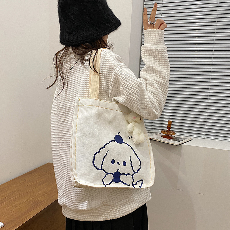 A new large-capacity Korean Instagram canvas bag for girls, a simple single-shoulder handbag for junior high school and primary school students Specification drawing