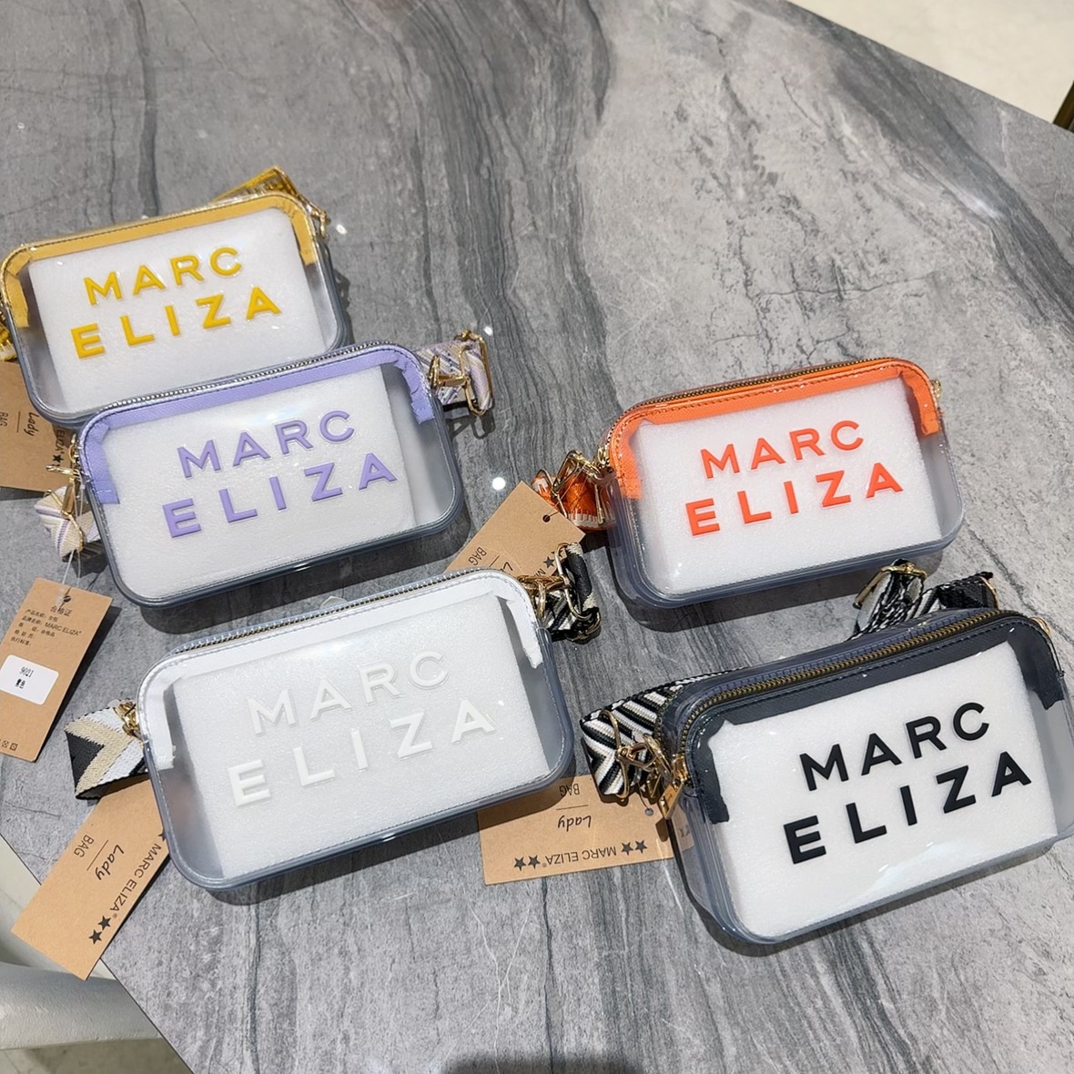 Cross-border transparent PVC crossbody bag with embroidered letters, single-shoulder small square bag, travel portable cosmetics and toiletries storage bag Specification drawing