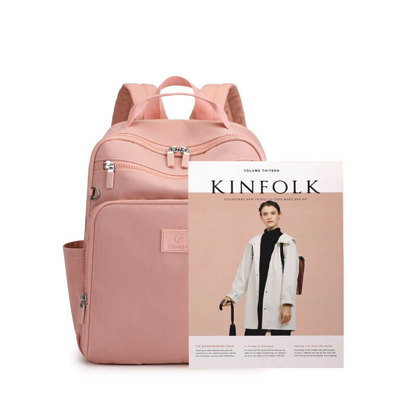 Backpack for women's outdoor high-capacity travel, Korean style trendy water-resistant handbag, simple nylon schoolbag Item Picture