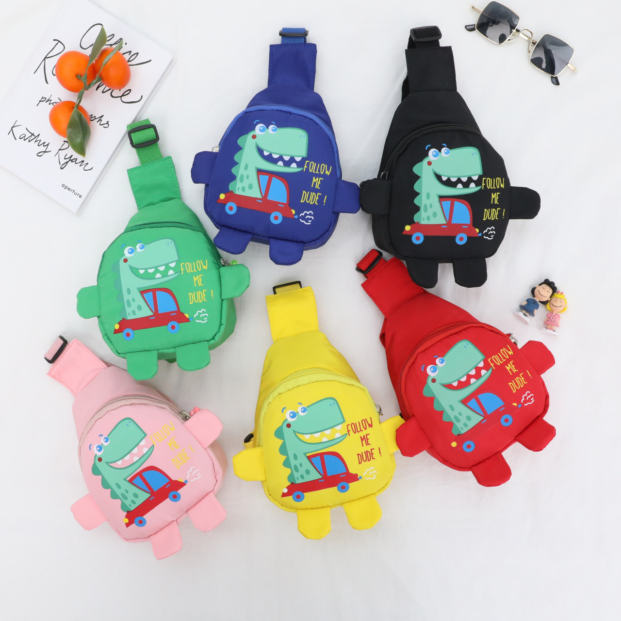 2024 Summer New Korean-style children's bag, single-shoulder bag, cute dinosaur small chest bag, gift trendy boys' and girls' crossbody bag full figure