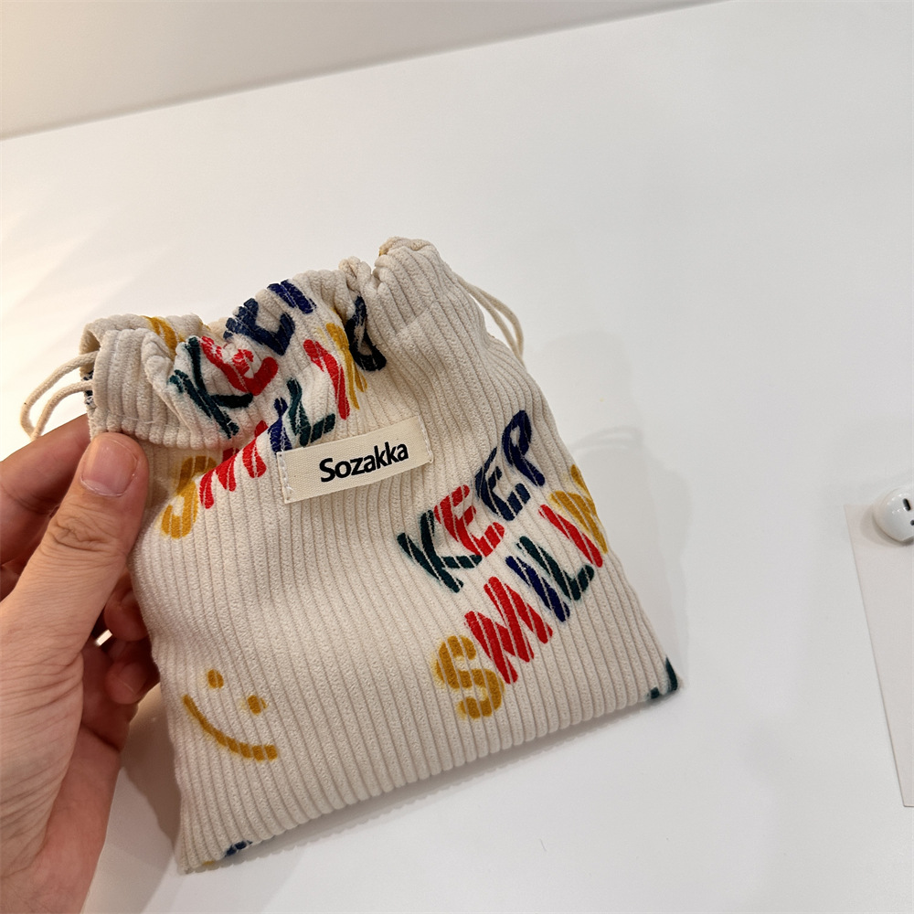 32133 drawstring drawstring opening storage bag, corduroy small bag, dust-proof jewelry storage, small bag for organizing student sundries Specification drawing