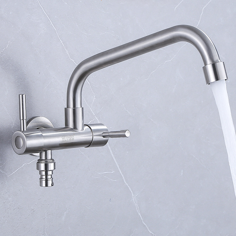 304 stainless steel balcony, one in and two out, dual switch, dual water outlet, washing machine, mop sink, dual control faucet Application Scenario