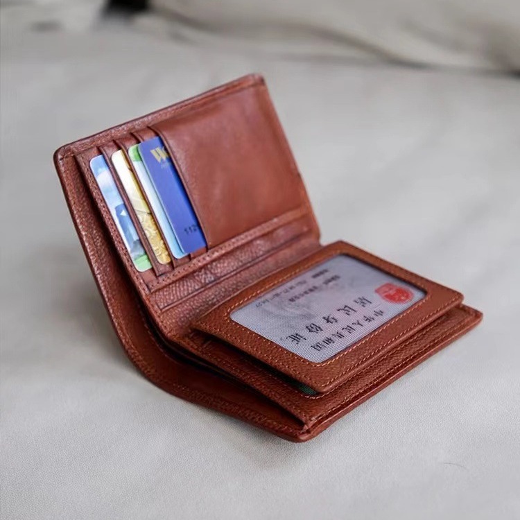 Antique genuine leather men's short wallet, top layer vegetable-tanned cowhide, 20% off driver's license, vehicle registration certificate, bank card wallet, wallet Specification drawing