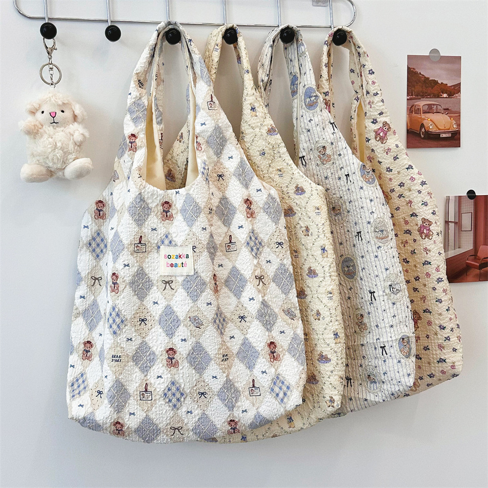 4613 Korean summer embossed cute canvas bag, niche design, large capacity tote bag, single-shoulder armpit bag Specification drawing