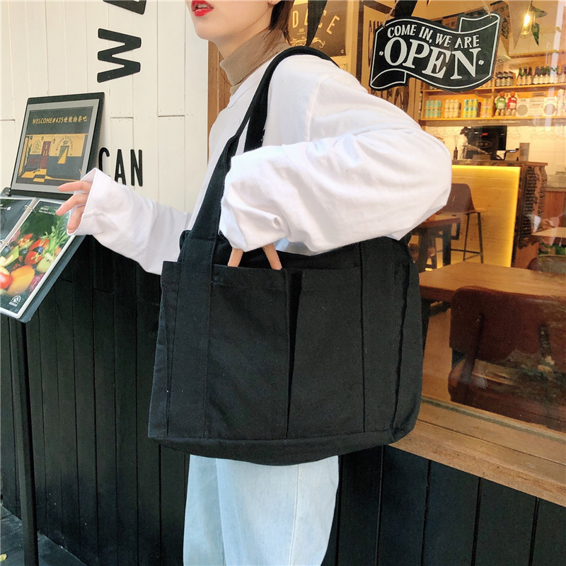 【 In Stock 】91171 Korean version Lazy Sail Fabric Bag, Large Capacity Commuter single-shoulder tote bag, Student hand-carry for girls details Picture