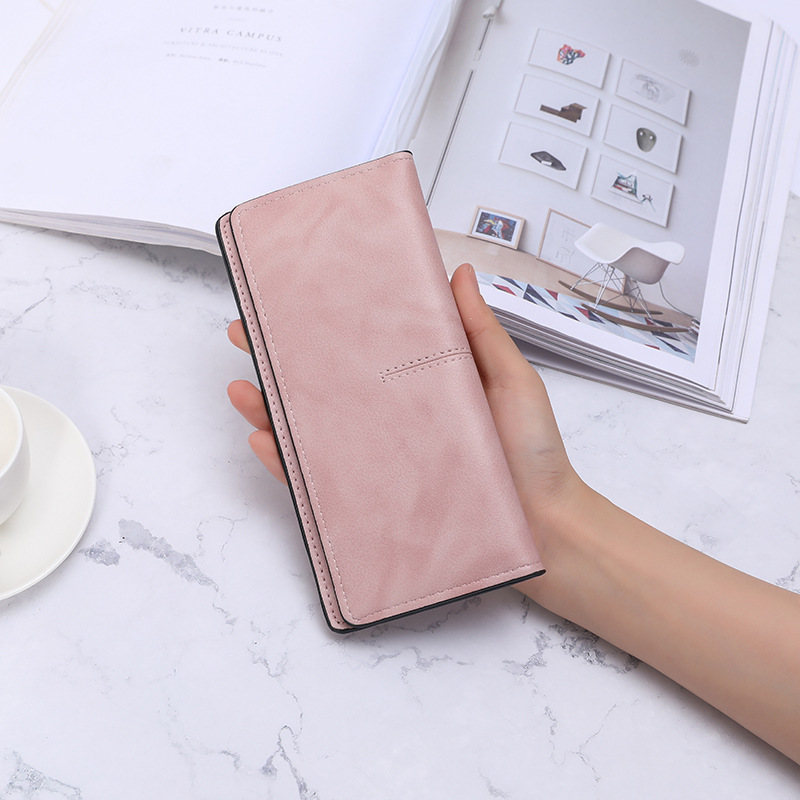 Korean-style wallet for women, long solid color, simple and thin wallet, multi-position anti-demagnetization, retro loose change clutch for women Application Scenario