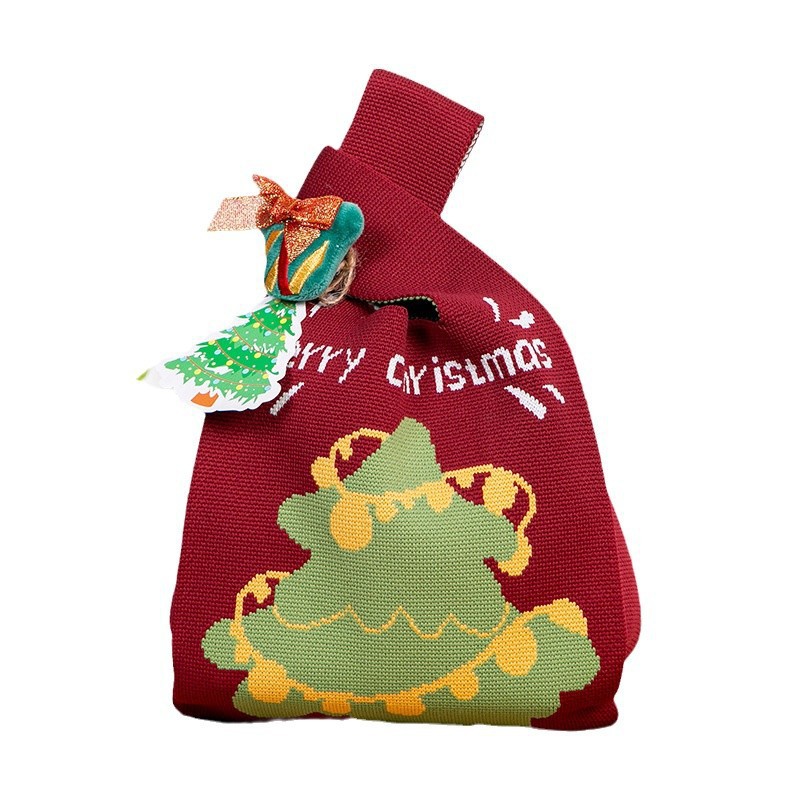 Christmas gift bags, apple bags, Christmas handbags, gift bags, candy bags, Christmas Eve children's gifts, knitted bags Item Picture