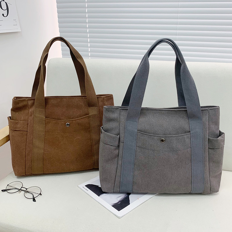 Artistic and simple canvas bag, mother's bag, middle-aged work handbag, cloth bag, large-capacity shoulder bag, women's single-shoulder bag full figure
