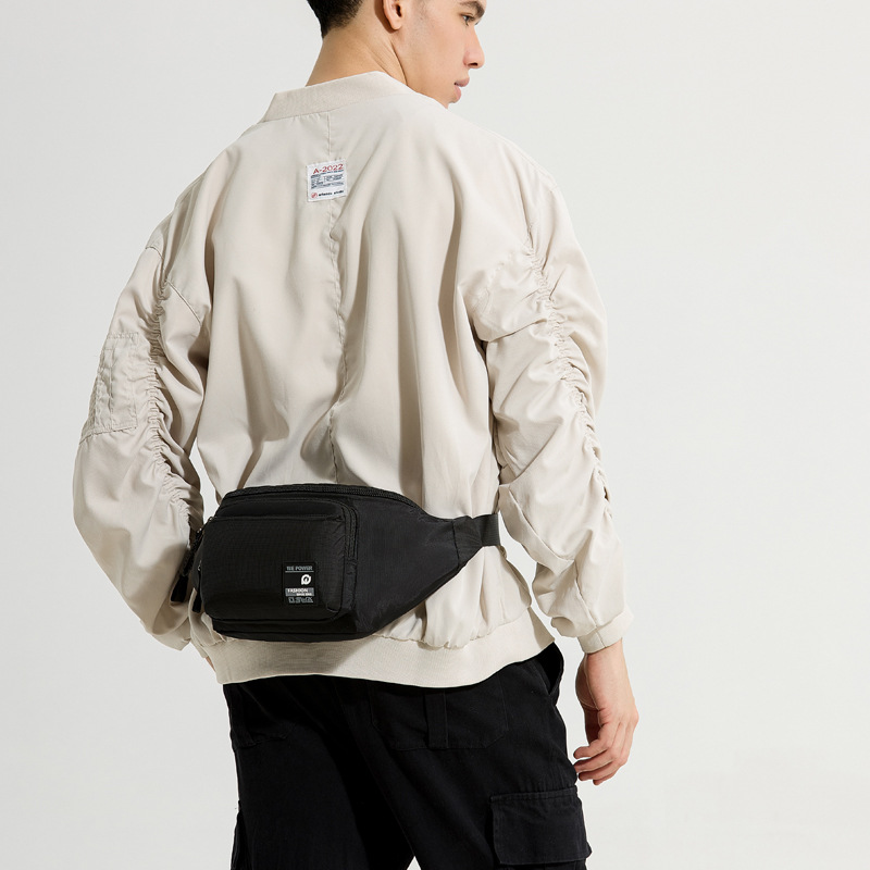 WEPOWER's new casual and simple single-shoulder crossbody bag, outdoor sports waist bag, men's business and trendy chest bag Specification drawing
