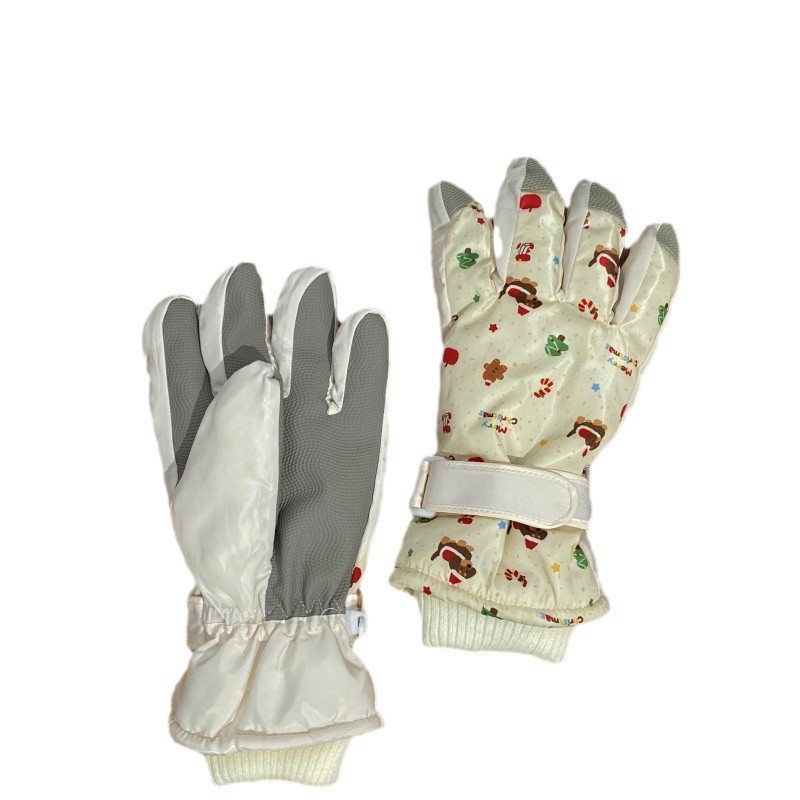 New Christmas limited edition winter ski gloves with fleece and thickened design, windproof, cold-proof and waterproof, student outdoor cycling gloves Item Picture