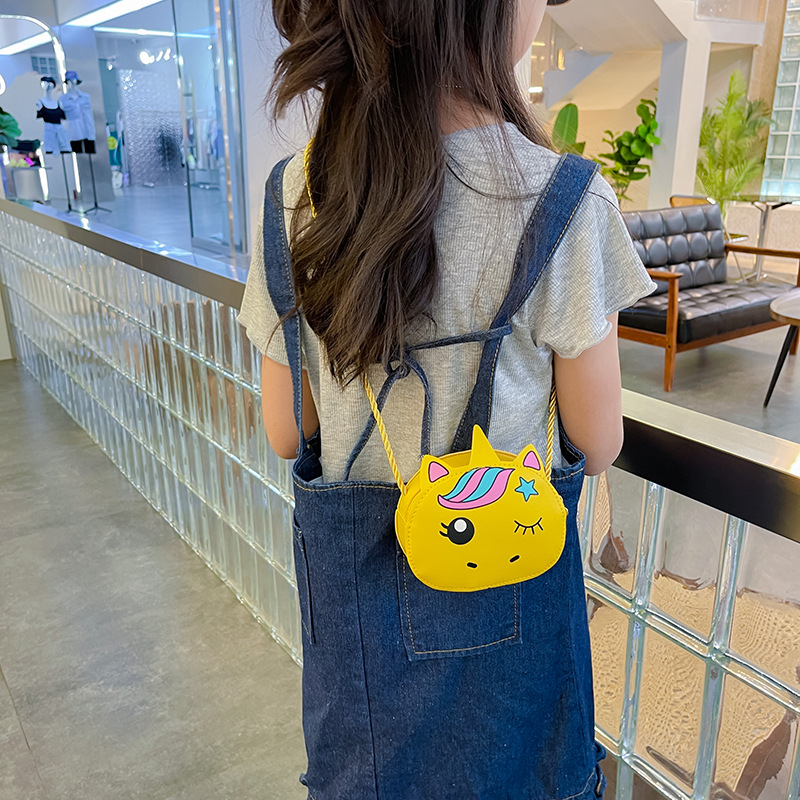 2024 New PU children's Girls' bag, Fashion unicorn, kindergarten student single-shoulder bag, boys' and girls' loose change crossbody bag Specification drawing