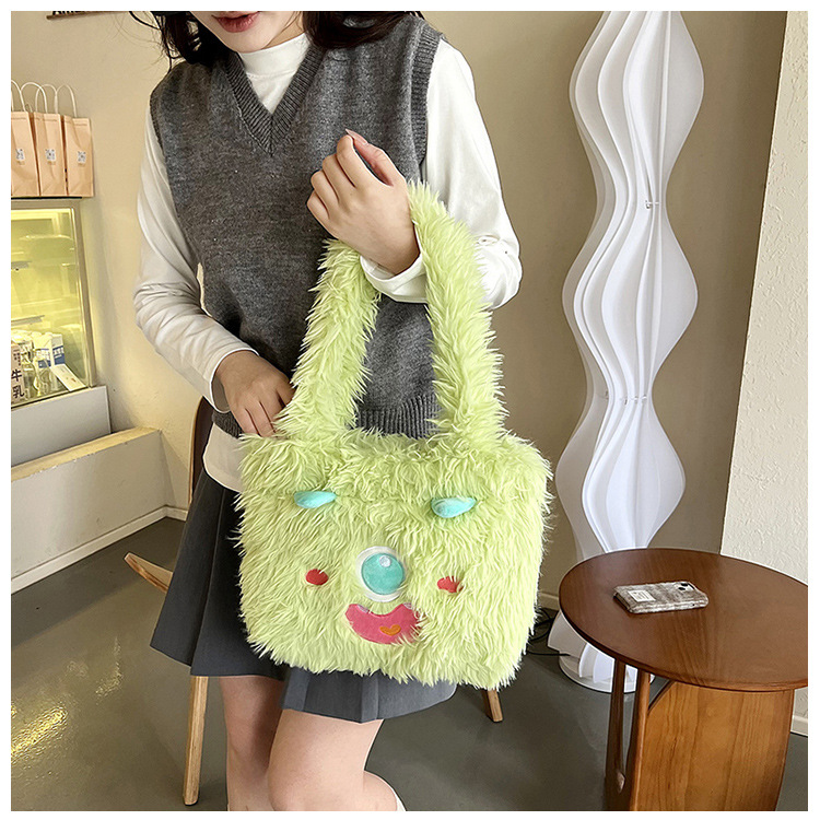 Plush toys, children's cartoon backpack, single-shoulder crossbody bag, girl's handbag, cute strawberry bear, Dingdang cat, versatile undefined