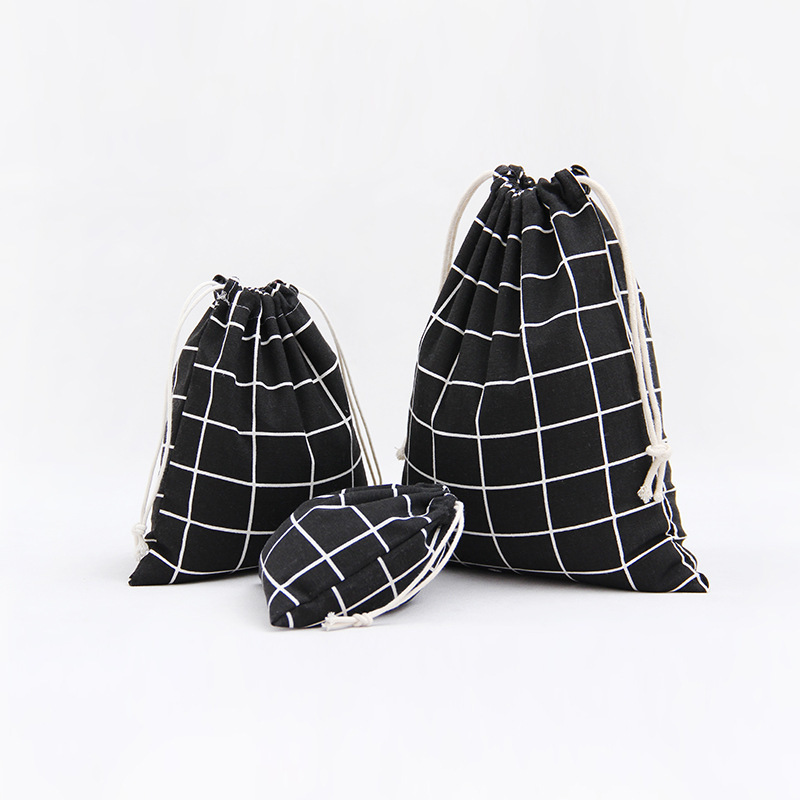 N298 printed cotton and linen storage wholesale, drawstring, tea gift, candy packaging bags, rural style creative cloth bags details Picture