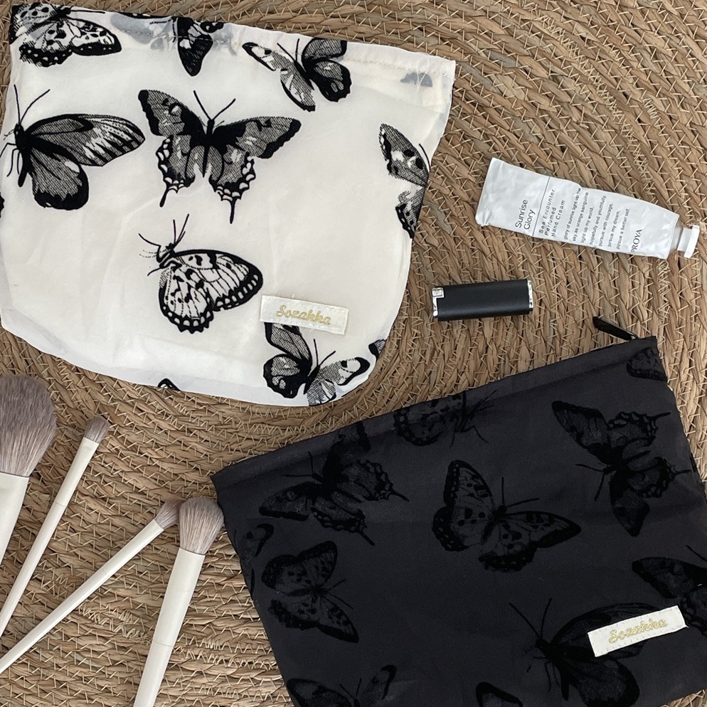 4682 Instagram Super Popular Makeup Bag, Elegant butterfly Cosmetics Storage Inner Bag, large capacity, easy to carry with hand Specification drawing