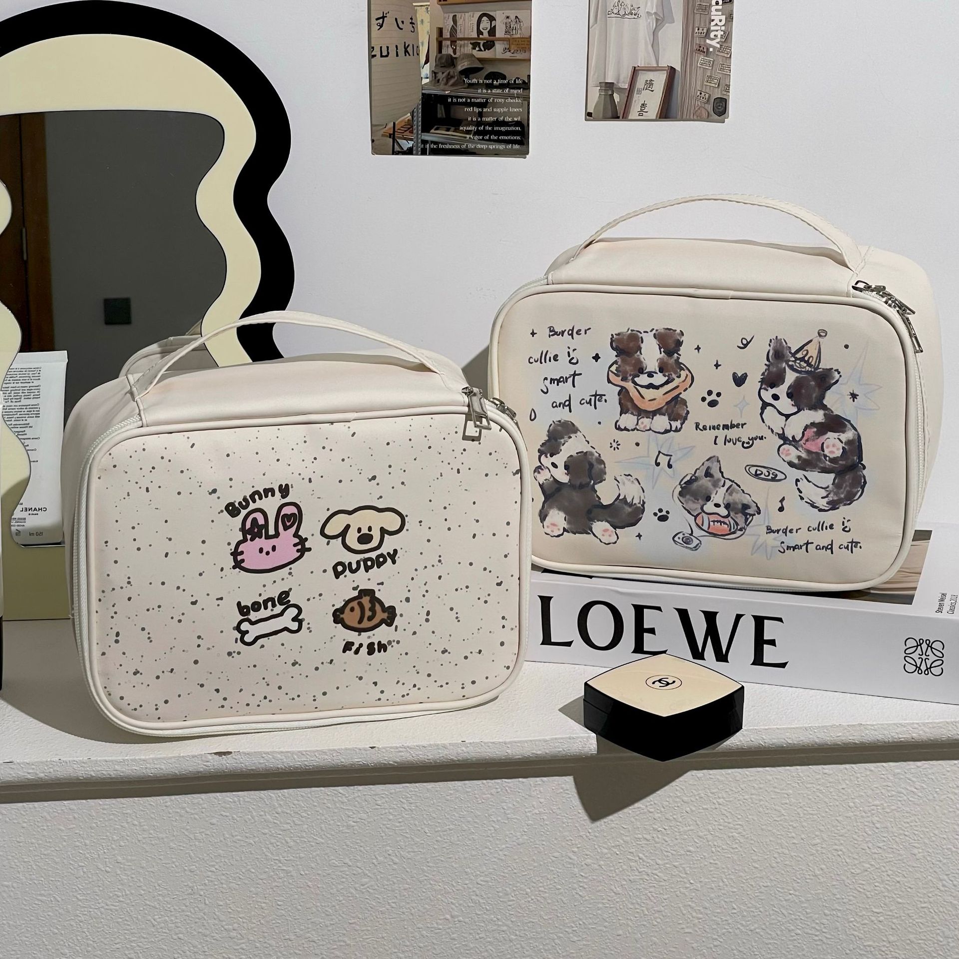 Original cartoon makeup bag, women's hand-held zoned cosmetics storage bag, travel portable large-capacity waterproof toiletries bag details Picture
