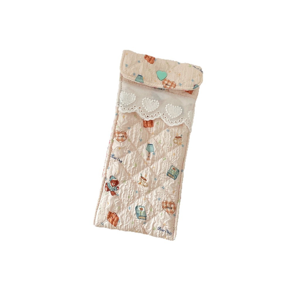 5758 Cartoon printed cotton eyeglass bag, soft ins portable sunglasses bag for girls, pressure-resistant eyeglass case storage bag Item Picture