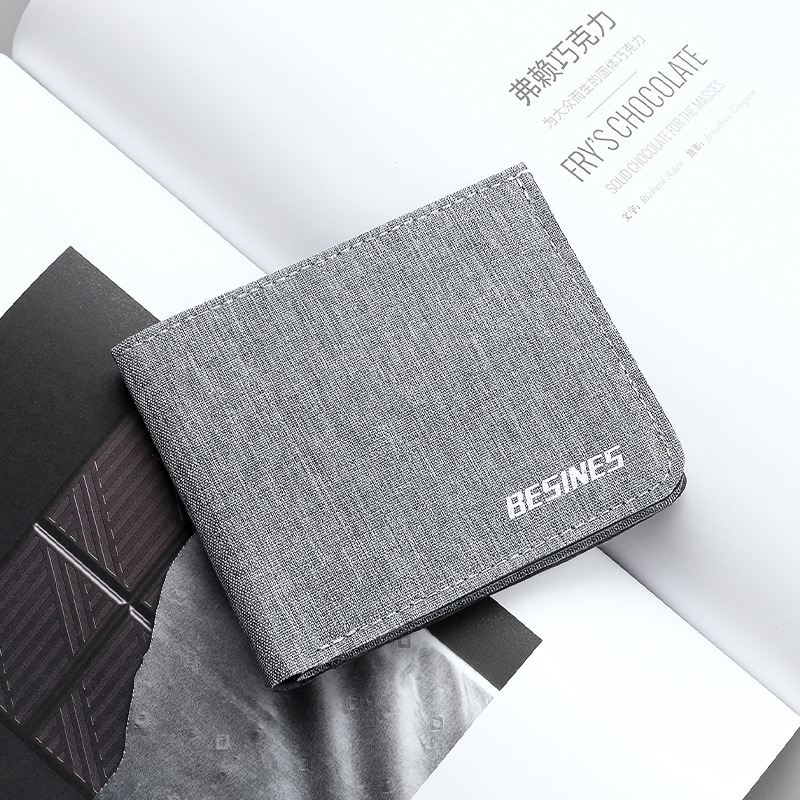 Simple men's canvas short wallet, business large-capacity 20% off business card holder, card holder, anti-theft money swiping bag for foreign trade Application Scenario
