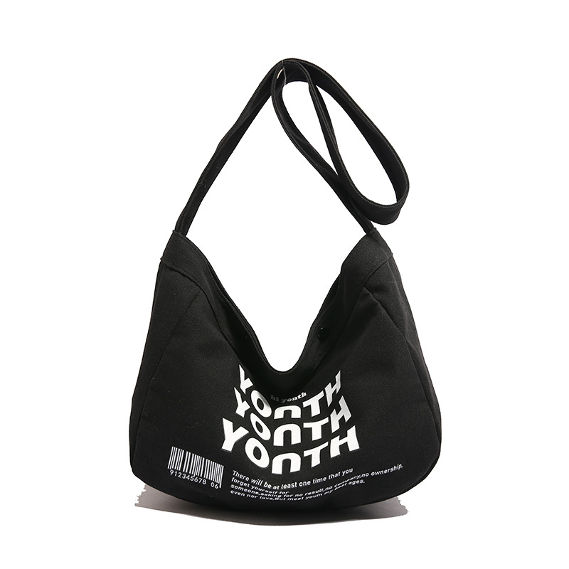 Korean-style canvas bag, artistic Japanese-style Instagram simple single-shoulder bag, school student schoolbag, men's large-capacity commuting bag Item Picture