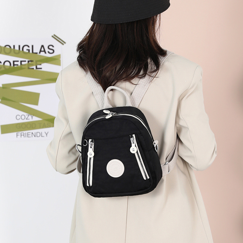 New cross-border European and American retro crossbody bag, women's multi-functional backpack with color contrast, nylon mobile phone key, coin purse Specification drawing