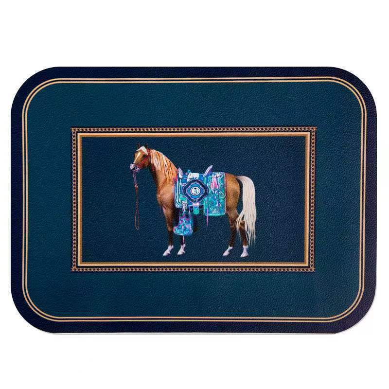 Retro European-style light luxury Western placemats, waterproof leather heat insulation pads, home restaurant and hotel placemats, photography prop pads Item Picture