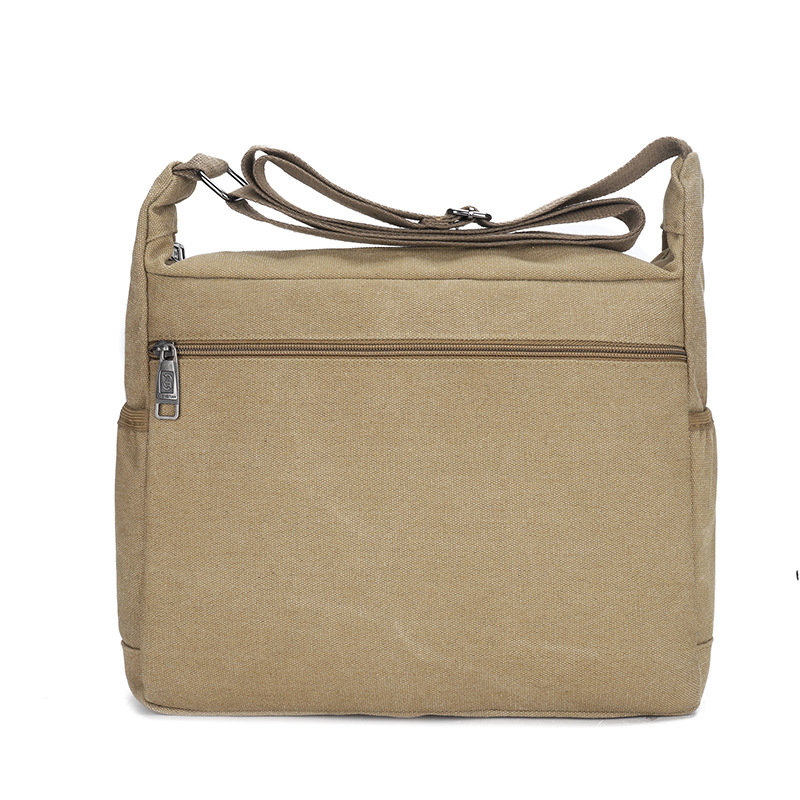 Classic canvas men's bag, multi-pocket large-capacity crossbody bag, casual men's single-shoulder bag, cashier work, business coin purse Item Picture
